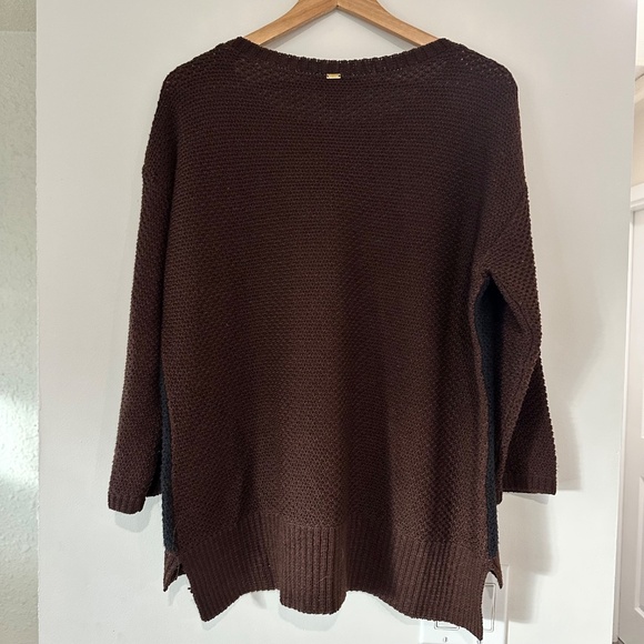 St John | Women’s Colour Block Sweater Cropped Sleeve Black and Brown Wool Blend - Picture 5 of 14
